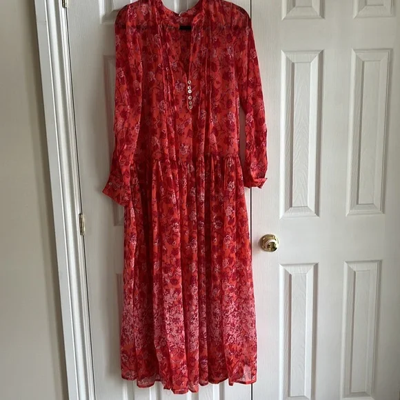 Free People See It Through Dress in Coral Peach Combo Size XS NWT - Picture 6 of 14